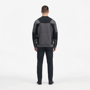 <b>Men's</b> Black <b>Grey</b> Panelled Crewneck <b>Sweatshirt</b> Utility Style Pullover Casual Streetwear Long Sleeve Custom <b>Sweatshirt</b> - Product Image 3