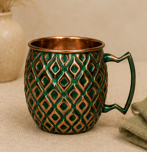 Taza de cobre premium con patrón de diamantes en relieve, taza de lujo para Moscow Mule, elaborada con un impresionante patrón de diamantes texturizado. - Product Image 4