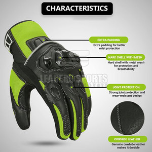 Gants de moto en cuir personnalisés avec logo de marque privée - Protection respirante du paume, gants de cyclisme et d'entraînement unisexes à doigts complets - Product Image 2