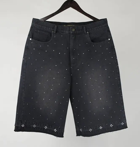 Pantalones cortos de mezclilla para hombre con pedrería, estilo vintage, personalizados, de fabricante de ropa urbana, a bajo precio. - Product Image 6