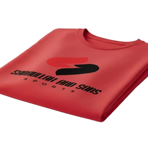 T-shirt en coton pour homme, col rond, manches courtes, décontracté, rouge, respirant, été, personnalisable avec logo, vente en gros - Product Image 5