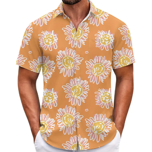 Nouvelle arrivée estivale Chemise de plage hawaïenne à fleurs pour homme Chemise décontractée à manches courtes en twill à séchage rapide - Product Image 2