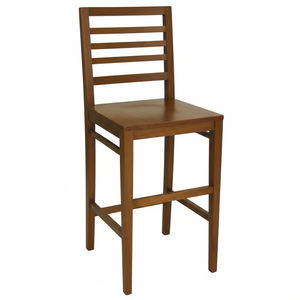 Chaise de bar contemporaine en bois massif durable avec dossier à lattes réglable, dossier confortable pour une utilisation au comptoir de cuisine ou à la salle à manger - Product Image 1
