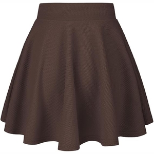 Jupe courte trapèze plissée pour femme, taille élastique, couleur unie, taille haute, confortable, en polyester, pour toutes les saisons - Product Image 2