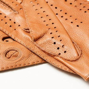 Wholesale Unisex Orange Leather Waterproof Driving Gloves Full Finger Breathable Non-Slip Adjustable Wrist <b>Strap</b> Winter - Product Image 5
