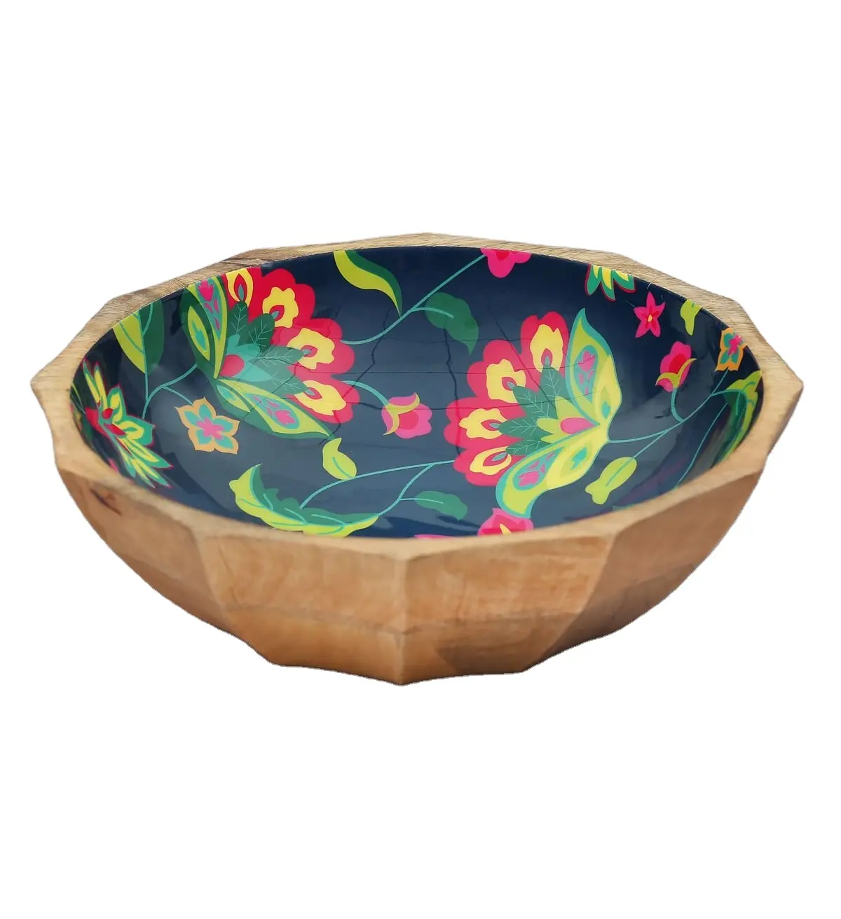 Wooden hand painted serving bowl set dry fruit platers round salad server bowl tableware serving bowls available at best prices