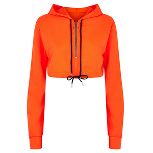 Sweat-shirt à capuche en polaire pour femme, manches longues, écologique, chaud, coupe courte, avec logo sur le devant - Product Image 2