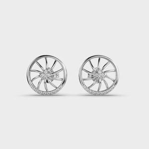 Pendientes de Diamantes Redondos Cultivados en Laboratorio con Certificación IGI, Plata de Ley 925, Diseño Circular - Product Image 1