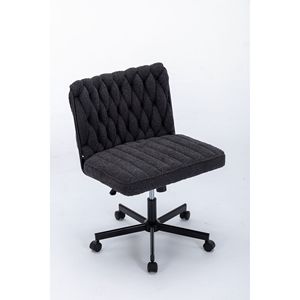Modern Armless <b>Desk</b> Chair with Criss Cross Leg Wide Seat Home Office Work Meditation Wheels Included for Office Environment - Product Image 1