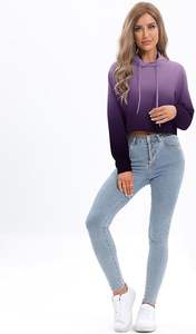 Sudadera con Capucha Corta Casual para Mujer, Estilo Dip Dye, Ligera, para Uso Diario - Product Image 5