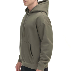 Sweat-shirt à capuche pour homme, couleur unie, en molleton de coton, décontracté, pull d'automne avec poche, coupe classique - Product Image 5