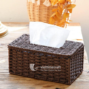 Boîte à mouchoirs moderne, porte-mouchoirs rectangulaire tissé avec couvercle, organiseur de serviettes décoratif écologique pour la décoration de la maison - Product Image 5