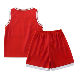 Conjunto de Camiseta de Baloncesto Roja para Adultos Unisex, Camiseta de Manga Corta, Pantalones Cortos con Cintura Elástica, 100% Poliéster, Elástico en Cuatro Direcciones, Secado Rápido - Product Image 2