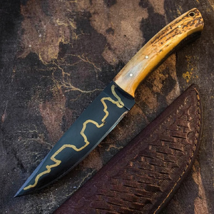 Couteau de chasse Viking fait main : lame en acier inoxydable pleine longueur, fourreau en cuir - Product Image 3