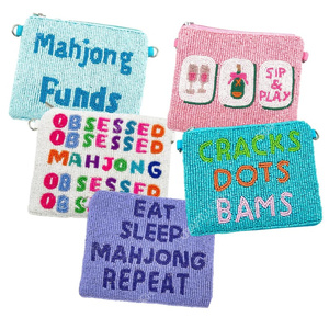 Bolso de mano mini con cuentas hecho a mano para mujer, diseño de texto, monedero con cremallera, bandolera, proveedor OEM - Product Image 5