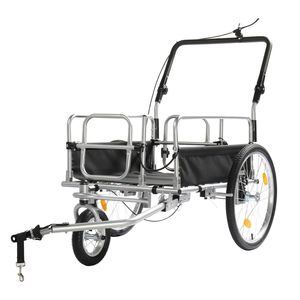 Remolque de Bicicleta de Acero Q235, 130*80*107cm, Negro, Capacidad de 100kg, con Barandilla, Remolques de Carga y Utilitarios - Product Image 1