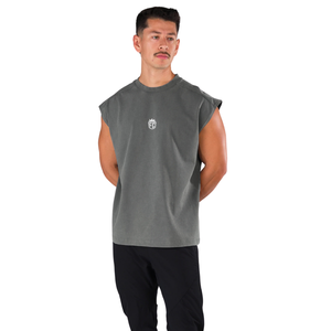 Camiseta sin mangas gris lavada para hombre, estilo oversized, para gimnasio, entrenamiento, fitness, OEM, venta al por mayor a granel - Product Image 4
