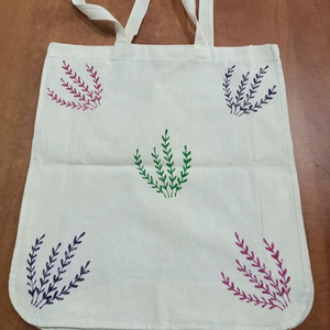 Bolsa de Mano de Lona Blanca con Estampado de Hojas, Bolsa de Compras Reutilizable, Bolsa de Hombro para Supermercado, Bolsa de Tela Ecológica - Product Image 1