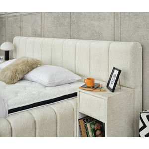 Lit rembourré en tissu de luxe Berfa, tête de lit capitonnée en diamant, matelas à ressorts ensachés de qualité supérieure, mobilier d'hôtel commercial moderne - Product Image 6