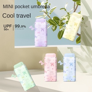 Paraguas de Bolsillo Plegable Mini de Goma Negra con Diseño de Mariposa, Protección Solar y Contra la Lluvia - Product Image 1