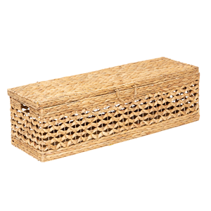 Wholesale Large Water Hyacinth <b>Storage</b> Basket With Lid, Premium Handwoven <b>Bed</b> End Toy Laundry Organizer For Hotels Vietnam - Product Image 2