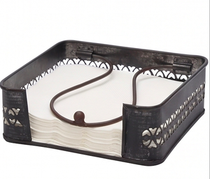 Rustic Napkin Holder In Metal With Amazing Galvanized Design Perfect For Tabletop Tissue Paper Rack And Home Decor - Product Image 1
