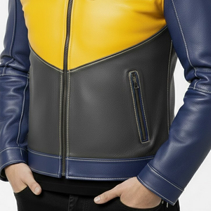 Veste en cuir véritable taille US, cuir d'agneau, édition limitée, appliqué brodé de diamants, veste d'hiver de haute qualité pour hommes - Product Image 5