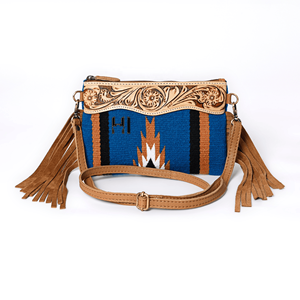 Bolso Bandolera de Cuero Vacuno con Flecos Estilo Manta de Silla de Montar - Product Image 1