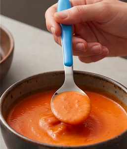 Ensemble de couverts en acier inoxydable coloré avec manches en plastique, compatible lave-vaisselle, design moderne pour le camping et l'usage quotidien - Product Image 6
