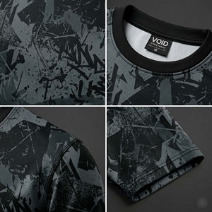 T-shirt streetwear personnalisé à impression intégrale par sublimation, motif abstrait monochrome foncé pour homme, style grunge - Product Image 5