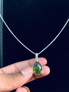 Collar de Peridoto Verde Lima de Calidad AAA con Corte en Forma de Lágrima, Peridoto Verde para Mujer, Joyería al por Mayor, Plata Alemana Hecha a Mano - Product Image 3