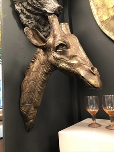 Busto de Jirafa, Arte Mural, Efecto Bronce, Diseño Moderno, Decoración para Sala de Estar - Product Image 3