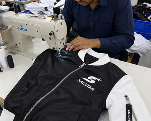 Salstar <b>Waterproof</b> Winter Bomber <b>Jacket</b> OEM Manufacturer Wholesale Streetwear Varsity <b>Jacket</b> Men Custom Black <b>White</b> Contrast - Product Image 5