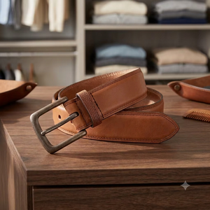 Ceinture pour homme en cuir véritable BS INTERNATIONAL, boucle carrée en acier massif, écologique, de luxe, avec logo personnalisé imprimé par transfert thermique - Product Image 1