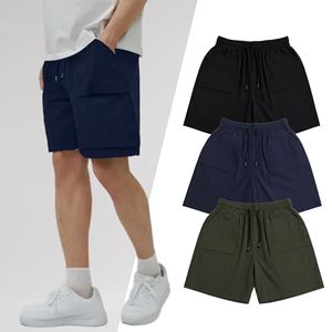 Shorts de sport pour homme MACCI, couleur unie, 100 % polyester satiné, avec poches, taille élastique, taille mi-haute, respirant, séchage rapide, effet soie glacée - Product Image 1