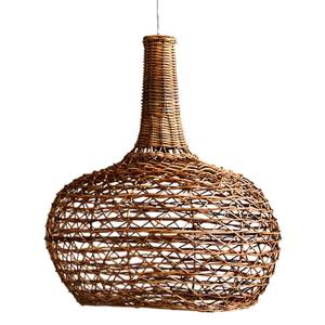 Tangled <b>Wire</b> Nest Rattan <b>Lampshade</b> Open Web Pendant Light Shade Rustic Brown Bottle Silhouette Hanging Lamp - Product Image 3