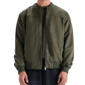 Chaqueta Bomber Gris Oscuro para Hombre, Cierre de Cremallera, Cuello Mao, Casual, Resistente al Viento, Material Viscosa/Poliéster, Ropa de Invierno - Product Image 4
