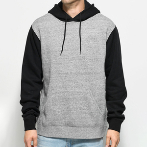 Sweat à capuche personnalisable avec logo brodé, anti-rétrécissement, gris chiné anthracite avec manches noires, teinture unie, idéal pour l'été - Product Image 5