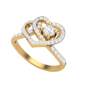 Anillo de Diamantes de Lujo con Doble Corazón Entrelazado, Oro, Amor Eterno, Joyería Fina para Mujer, para Boda o Compromiso - Product Image 2