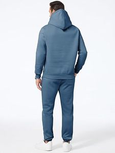 Ensemble de survêtement bleu à capuche pour homme 100 % coton, décontracté, couleur unie, respirant, poids moyen, pour l'automne - Product Image 5