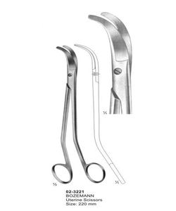 Tijeras Uterinas Bozemann de 220 mm, Tijeras Quirúrgicas Ginecológicas de Acero Inoxidable, Instrumento Médico Reutilizable para Obstetricia y Ginecología - Product Image 1