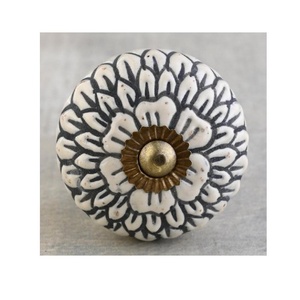 Perillas de armario con diseño Floral de cerámica pintadas a mano, moderno Hogar, oficina, cocina, armario, cajones, muebles de gimnasio, manija de puerta - Product Image 2