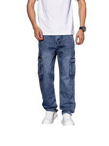 New Arrival Men's Washed Jeans, <b>Cuffed</b> Cargo Pants, Fashion Casual Long <b>Trousers</b> for Men, OEM & ODM Available - Product Image 4