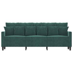 โซฟาห้องนั่งเล่น 3 ที่นั่ง กำมะหยี่สีเขียวเข้ม โพลีเอสเตอร์ 100% พร้อมโครงเหล็กเท็กซ์ไทล์ - Product Image 3
