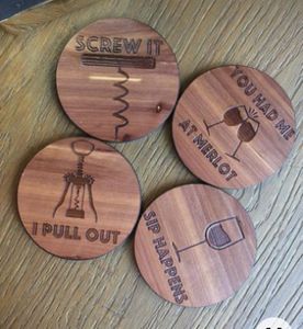 Juego de Posavasos de Madera con Grabado Láser de Escena Tropical de Playa, Posavasos Redondos de Pino para Bebidas, Tazas de Café, Protector de Superficie de Mesa - Product Image 3