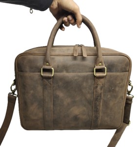 Crazy Horse Leather Laptop Briefcase Messenger Crossbody Handbags Luggage Sling <b>Bags</b> Business Vintage Custom Brands Man <b>College</b> - Product Image 1