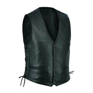 Chaleco de Motociclista de Cuero Genuino Transpirable con Cuello Mao, Tallas Grandes, Ropa Exterior Casual de Otoño para Hombre - Product Image 2