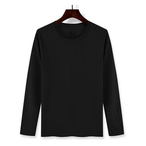 T-shirt en coton à manches longues pour homme, col rond, respirant, décontracté, streetwear, haut tendance pour tous les jours - Product Image 2