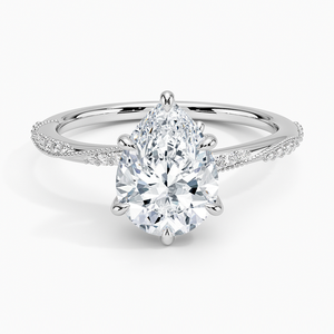 Camellia Hidden Accent Moissanite <b>Solitaire</b> Engagement <b>Ring</b> Three Stone Channel Setting 14K Gold Plated 925 <b>Silver</b> GRA Certified - Product Image 5