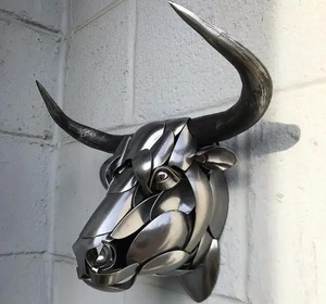 Escultura de Cabeza de Alce de Aluminio de Diseño Moderno para Montar en la Pared, Figura Decorativa para Sala de Estar - Product Image 1